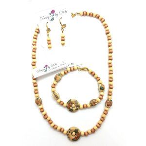 Friendship Poem Porcelain & Wood Jewelry Set